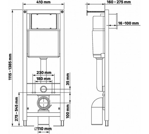 Комплект унитаза Berges Gamma с инсталляцией Atom Line 043339 с сиденьем Микролифт и клавишей смыва Хром матовый