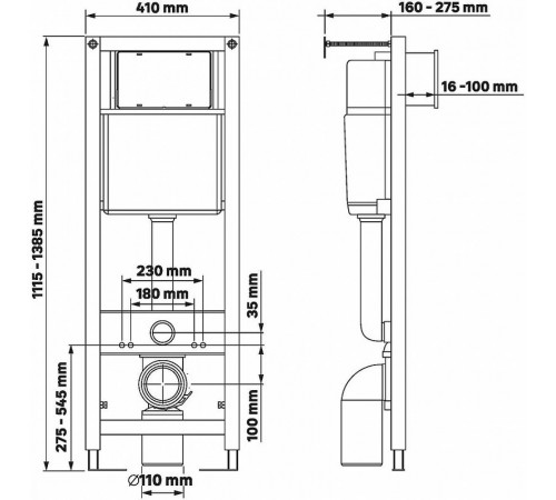 Комплект унитаза Berges Gamma с инсталляцией Atom Line 043312 с сиденьем Микролифт и клавишей смыва Хром глянец