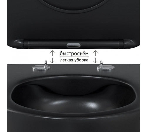 Комплект унитаза Berges Ventas Black с инсталляцией Novum 043324 Черный с сиденьем Микролифт и Черной Soft touch клавишей смыва