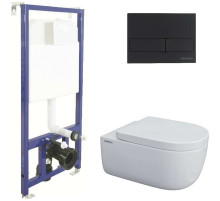 Комплект унитаза с инсталляцией Berges Ego XL 043234 с сиденьем Микролифт и Черной клавишей смыва