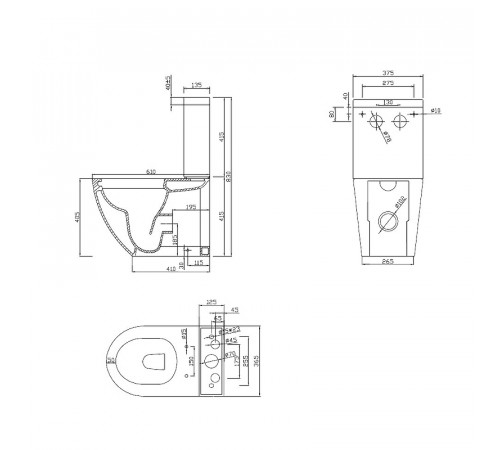 Унитаз компакт Cezares Stylus CZR-152-CPR/CZR-GN-SC без бачка с сиденьем Микролифт