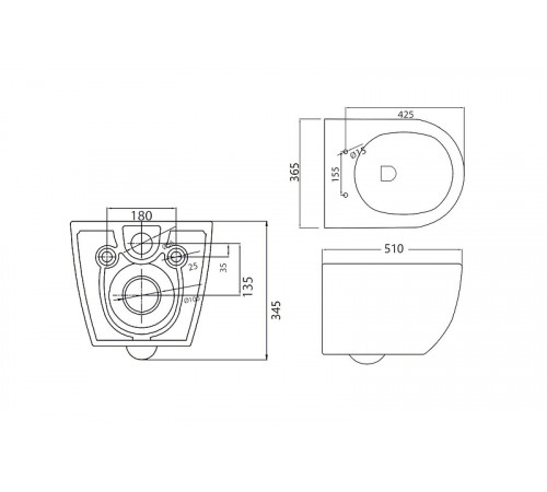 Унитаз Cezares Stylus CZR-6601-TH-TOR подвесной без сиденья