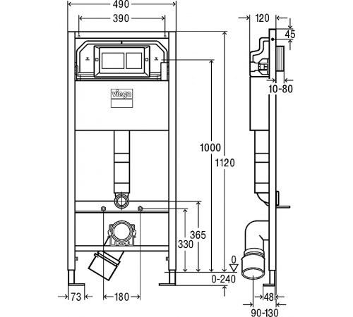 Комплект унитаза beWash Bogen 88303201 с инсталляцией Viega Prevista Dry 8524.14 792596 с сиденьем Микролифт и клавишей смыва Хром