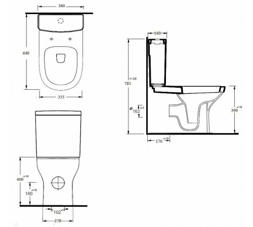 Унитаз компакт beWash Anlagen 77403401 с бачком и сиденьем Микролифт