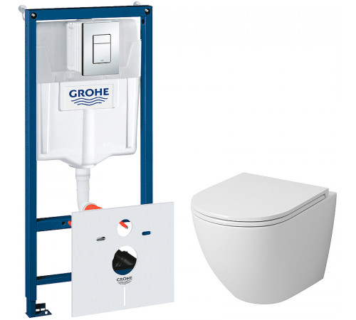 Комплект унитаза Grossman GR-4455S с инсталляцией Grohe Rapid SL 38775001 с сиденьем Микролифт и клавишей смыва Хром