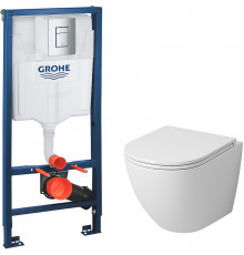 Комплект унитаза Grossman GR-4455S с инсталляцией Grohe Rapid SL 38772001 с сиденьем Микролифт и клавишей смыва Хром