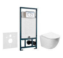 Комплект унитаза SantiLine SL-5005 с сиденьем Микролифт и инсталляцией WeltWasser WW Marberg 507 10000005949+10000005952 с клавишей смыва Хром глянцевый