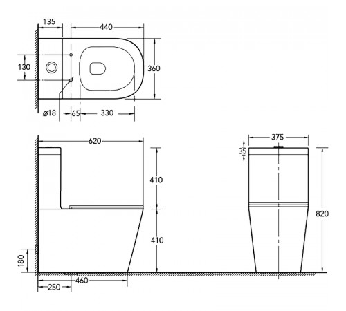 Унитаз компакт SantiLine SL-5014 с бачком и сиденьем Микролифт