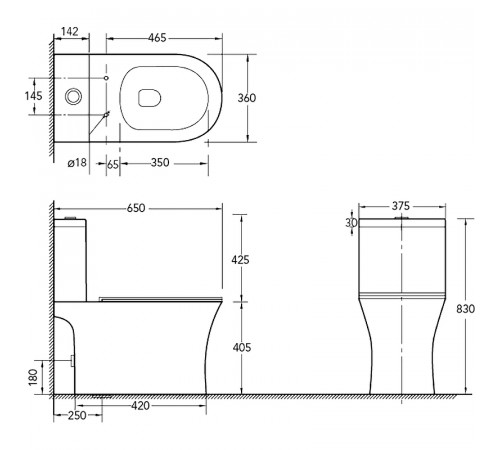 Унитаз компакт SantiLine SL-5010 с бачком и сиденьем Микролифт