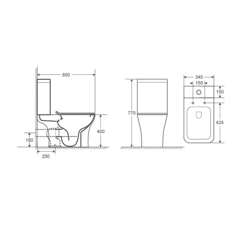 Унитаз компакт Azario Fretta Square AZ-1215+AZ-1216-G с бачком и сиденьем Микролифт