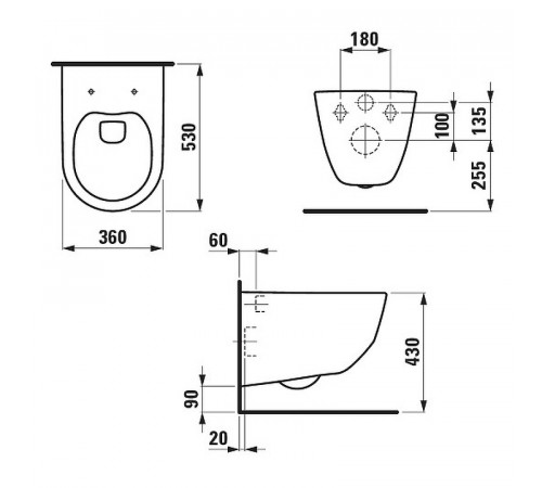 Комплект унитаза с инсталляцией Laufen Pro Rimless 8.2096.6.000.000.1+8.9896.6.000.000.1 с сиденьем Микролифт и инсталляцией Alcaplast Sadroмodul AM101/1120-0001+M678 с Черной матовой клавишей смыва