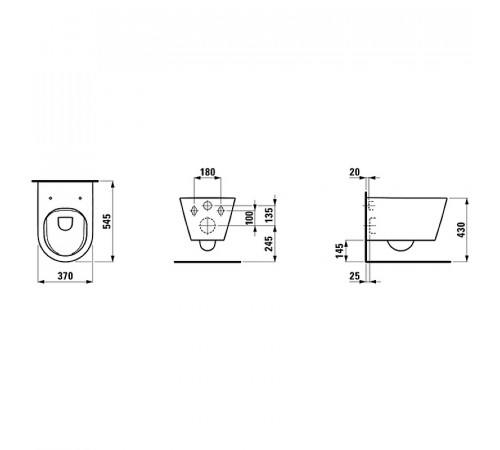 Унитаз Laufen Kartell 8.2033.7.400.000.1 подвесной без сиденья