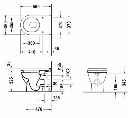 Унитаз Duravit Starck 3 0124090000 приставной без сиденья