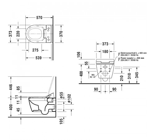 Унитаз Duravit ME by Starck 2529590000 подвесной без сиденья