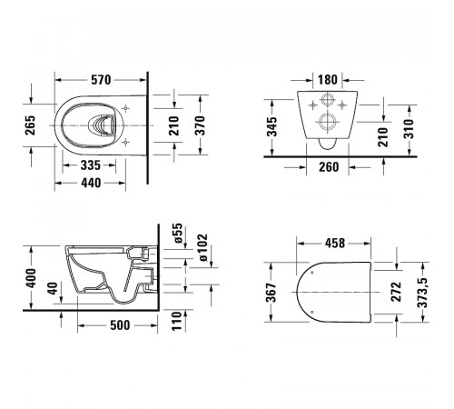 Унитаз Duravit ME by Starck 45790920A1 подвесной с сиденьем Микролифт