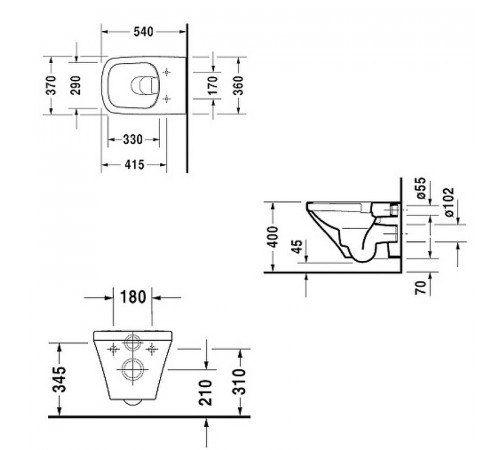 Унитаз Duravit Durastyle 25510900001 подвесной без сиденья