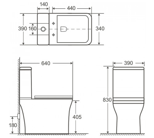 Унитаз компакт Aquanet Cube 2-C Rimless 240208 без бачка с сиденьем Микролифт