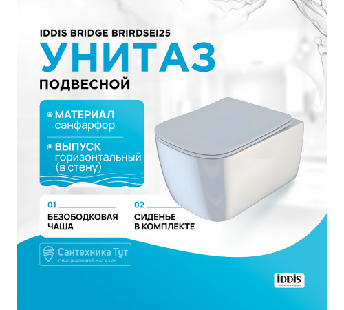 Унитаз Iddis Bridge BRIRDSEi25 подвесной с сиденьем Микролифт