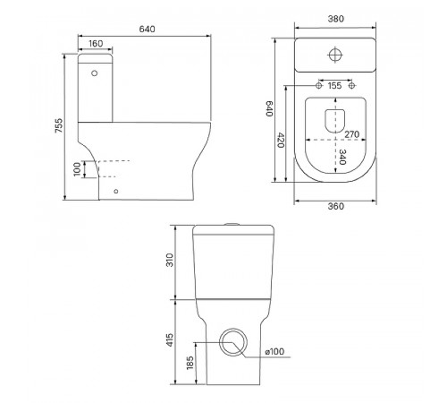 Унитаз компакт Iddis Drum Rimless DRU2DSEi24 с бачком и сиденьем Микролифт