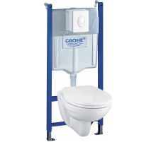 Комплект унитаза с инсталляцией Grohe Solido 39116000 с сиденьем Микролифт с Белой клавишей смыва