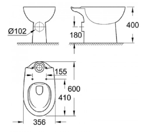 Унитаз компакт Grohe Bau Ceramic 39349000 без бачка и сиденья