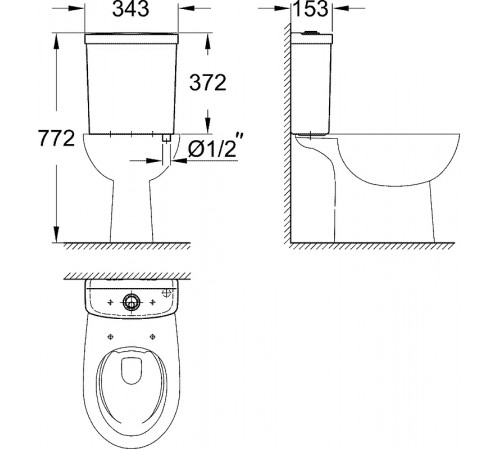 Унитаз компакт Grohe Bau Ceramic 39429000 без бачка и сиденья