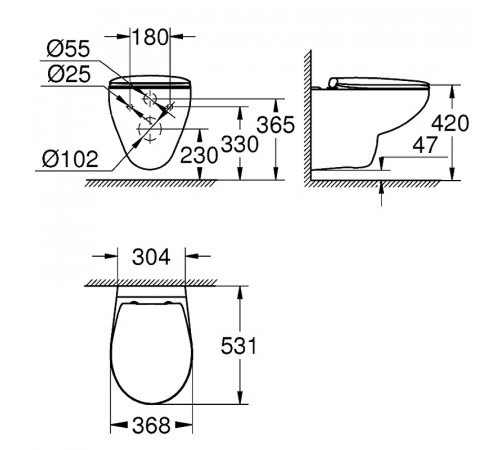 Унитаз Grohe Bau Ceramic 39351000 подвесной с сиденьем Микролифт