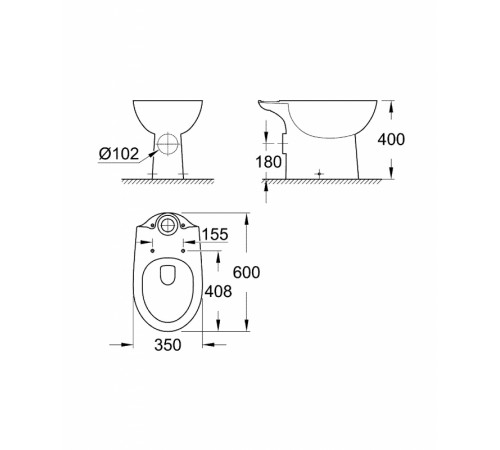 Унитаз Grohe Bau Ceramic 39428000 без бачка и сиденья