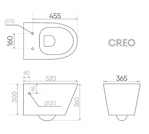 Унитаз Creo Ceramique Creo COMBO CR1100R подвесной с сиденьем Микролифт