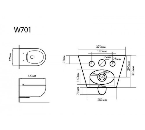 Унитаз Black&White Universe W-701 701W00 подвесной с сиденьем Микролифт