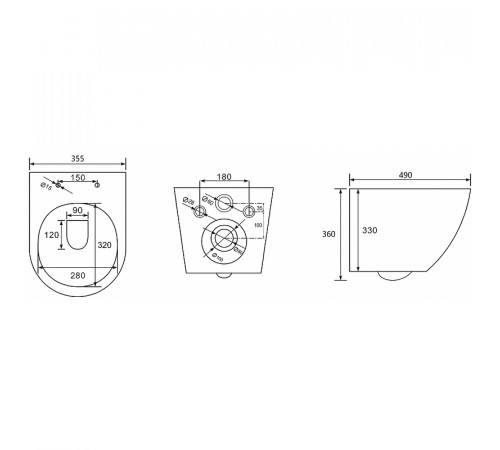 Комплект унитаза с инсталляцией Abber Bequem AC1100-AC0105-AC0121 с сиденьем Микролифт и клавишей смыва Хром