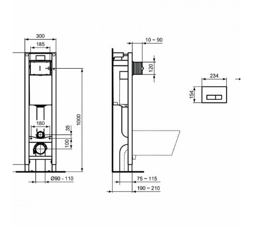 Комплект унитаза с инсталляцией Ideal Standard W220101 с сиденьем Микролифт без клавиши смыва