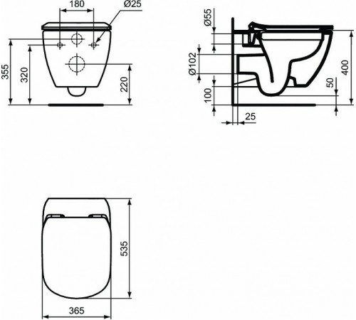 Комплект унитаза с инсталляцией Ideal Standard Tesi T355101PT15 с сиденьем Микролифт