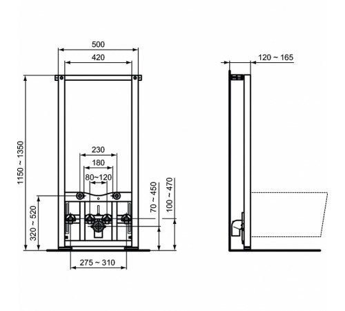 Комплект унитаза с инсталляцией Ideal Standard Tesi T3868V1 с сиденьем Микролифт