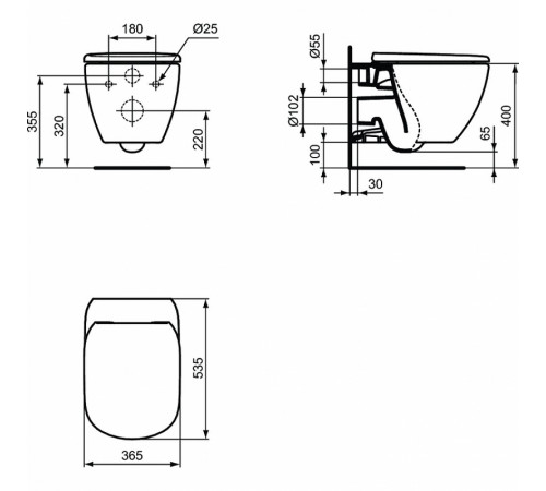 Унитаз Ideal Standard Tesi AquaBlade T007901 подвесной без сиденья