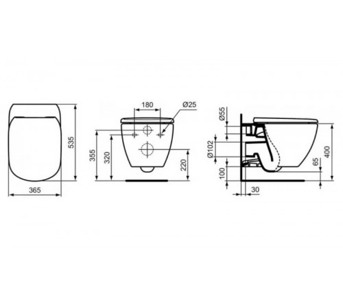 Унитаз Ideal Standard Tesi T0079V1 подвесной без сиденья