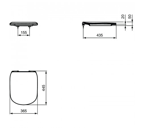 Комплект унитаза с инсталляцией Ideal Standard Tesi Aqua Blade T3868V3/115A6 с сиденьем Микролифт и Черной матовой клавишей смыва