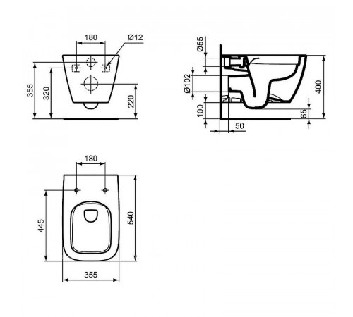 Комплект унитазов Ideal Standard Tesi TT00004 с сиденьем Микролифт