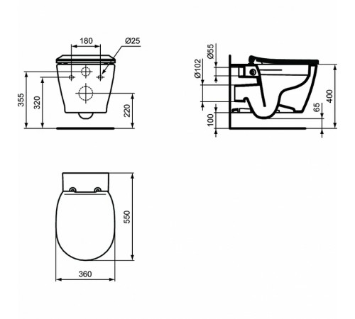 Унитаз Ideal Standard Connect E822301 подвесной с сиденьем Микролифт