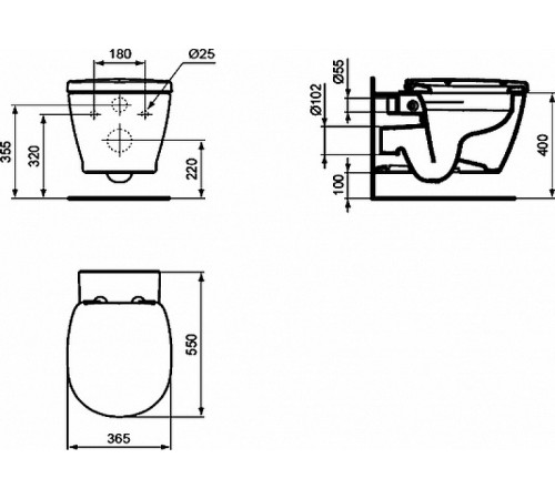 Унитаз Ideal Standard Connect Rimless E814901 подвесной без сиденья