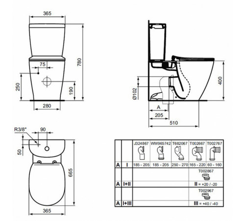 Унитаз компакт Ideal Standard Connect E039701 без бачка и сиденья