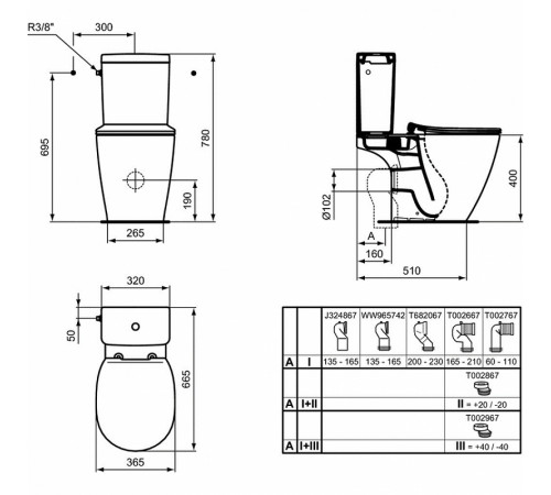 Унитаз компакт Ideal Standard Connect E042901 без бачка и сиденья