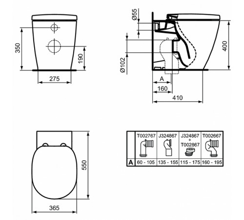 Унитаз Ideal Standard Connect AquaBlade E052401 приставной без сиденья