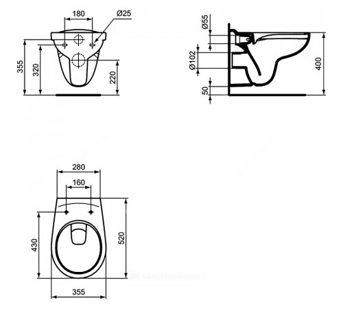 Унитаз Ideal Standard Asolo R011301 подвесной с сиденьем Микролифт