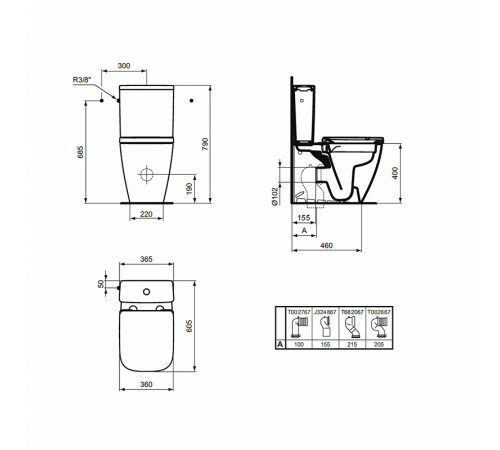 Унитаз компакт Ideal Standard I.Life S T459601 без бачка и сиденья