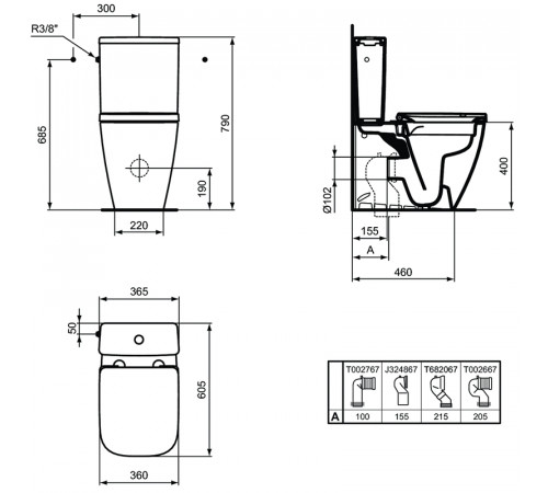 Унитаз компакт Ideal Standard I.Life S T500001 без бачка и сиденья