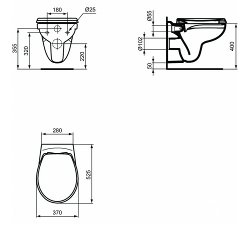 Унитаз Ideal Standard Eurovit K881201 подвесной с сиденьем Микролифт