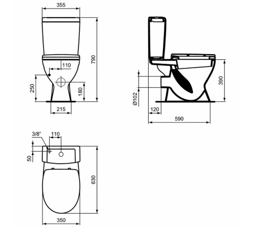 Унитаз компакт Ideal Standard Eurovit V337001 с бачком и сиденьем