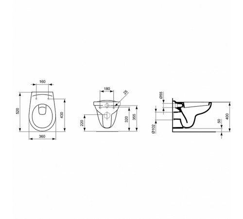 Унитаз Ideal Standard Eurovit W740601 подвесной без сиденья