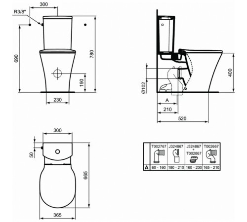 Унитаз компакт Ideal Standard Connect Air E013701 без бачка и сиденья